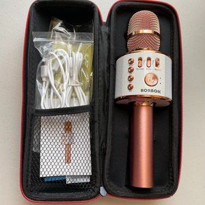 Bonaok Karaoke Microphone Metallic Pink NIB Untested